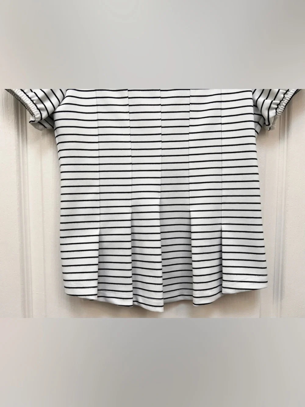 Anthropologie Maeve Corset Black and White Striped Puff Sleeve Blouse Womens XXS